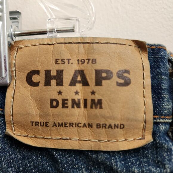 Chaps Jeans Men 42x32 (Fit 42.5x31.75) Blue Denim Straight Leg Grunge Retro Boho - Picture 7 of 16
